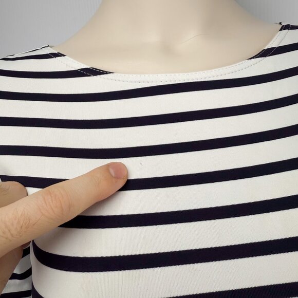 SAINT JAMES Propriano Stretch Striped White & Blue Midi Sheat Nautical Dress XS* - Picture 10 of 12
